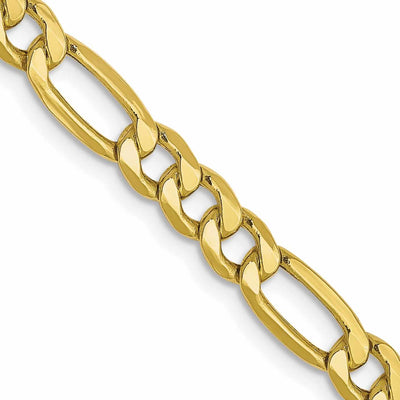 10k Yellow Gold 4.75mm Semi-Solid Figaro Chain