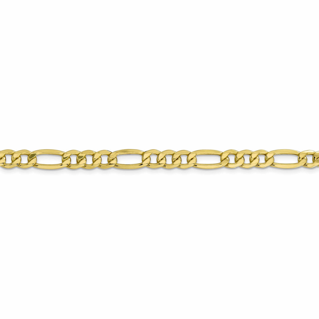 10k Yellow Gold 6.6mm Semi-Solid Figaro Chain