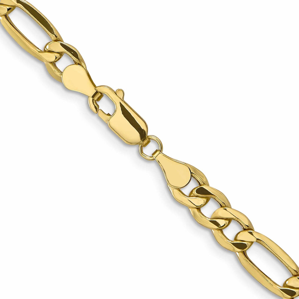 10k Yellow Gold 6.6mm Semi-Solid Figaro Chain