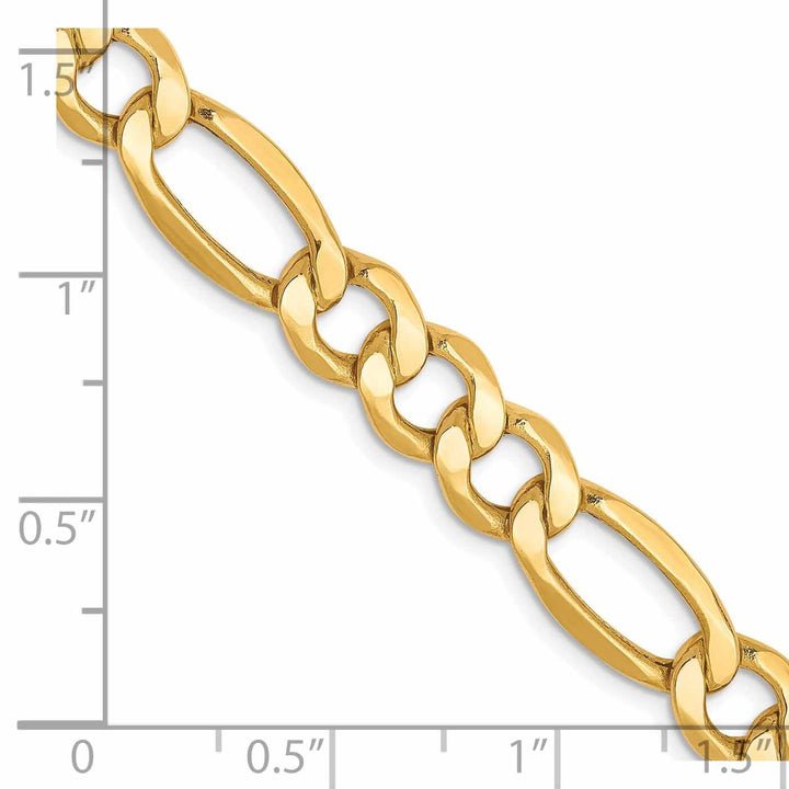10k Yellow Gold 7.3mm Semi-Solid Figaro Chain