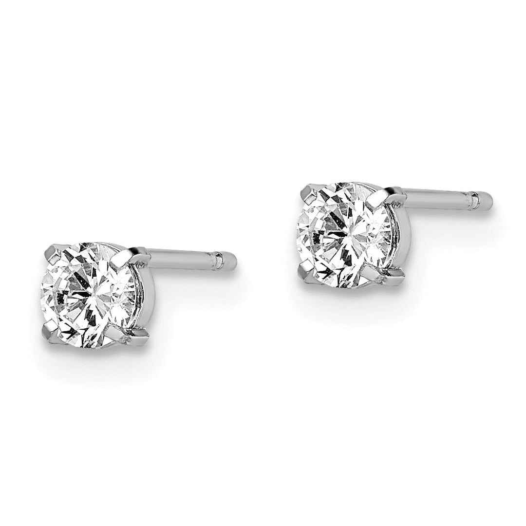 14k White Gold C.Z Stud 4.0mm Earrings