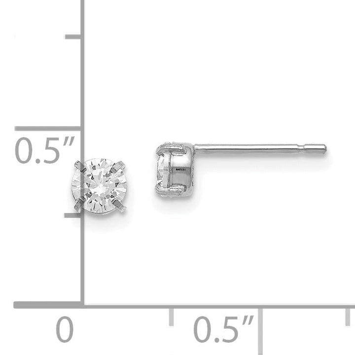 14k White Gold C.Z Stud 4.0mm Earrings