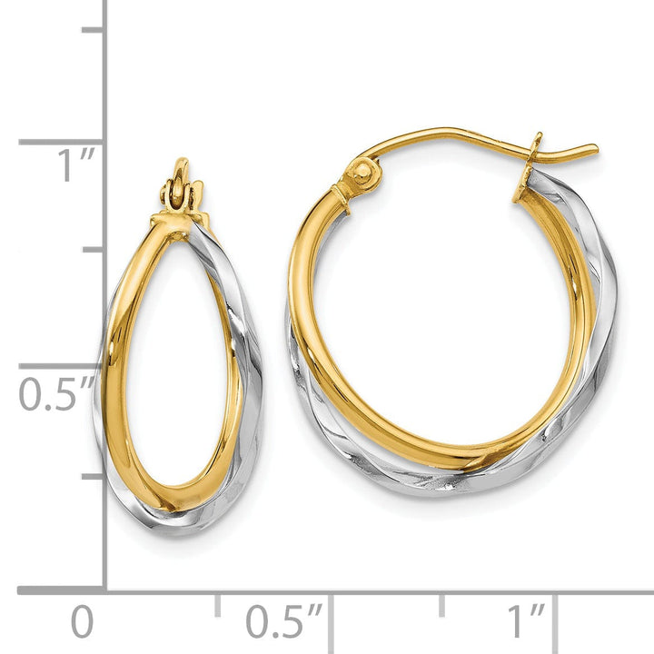 14k Two tone Twisted Hinged Earrings