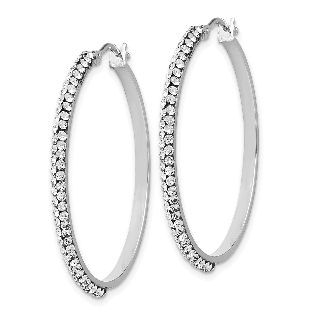 14k White Gold Swarovski Hinged Hoop Earrings