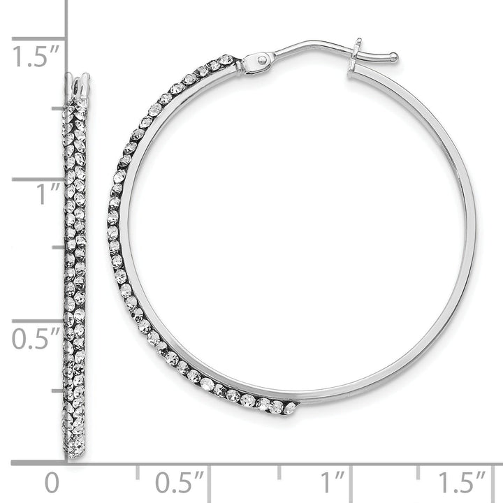 14k White Gold Swarovski Hinged Hoop Earrings