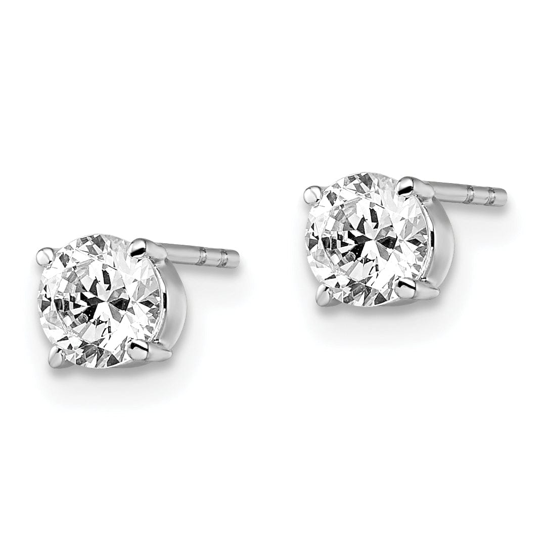 14k White Gold C.Z Stud 5.0mm Earrings