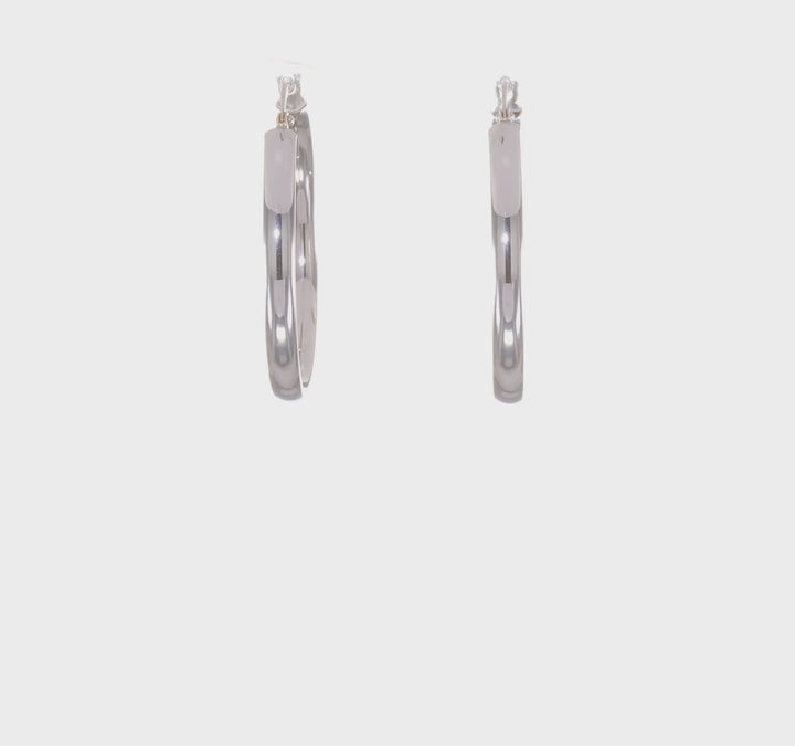 10k White Gold Polished Hoop Earrings