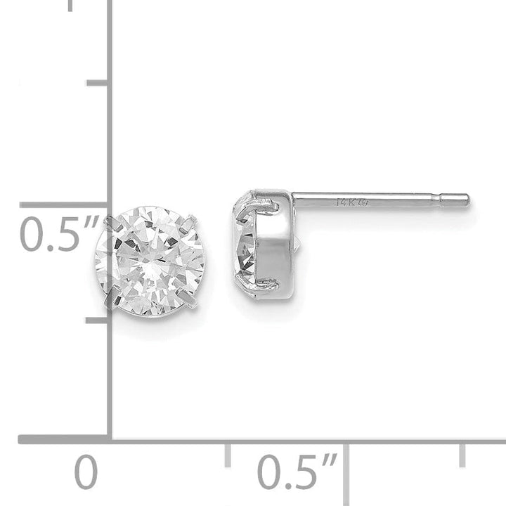 14k White Gold C.Z Stud 6.0mm Earrings