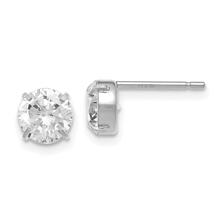 14k White Gold C.Z Stud 6.0mm Earrings