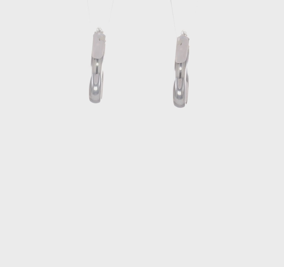 10k White Gold Polished Finish Hoop Earrings