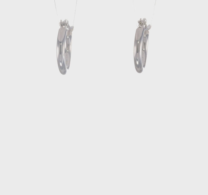 10kt White Gold Polished Hinged Hoop Earrings