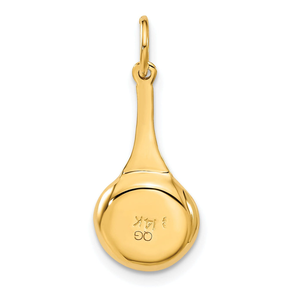 14k Yellow Gold Frying Pan Enameled Egg Pendant