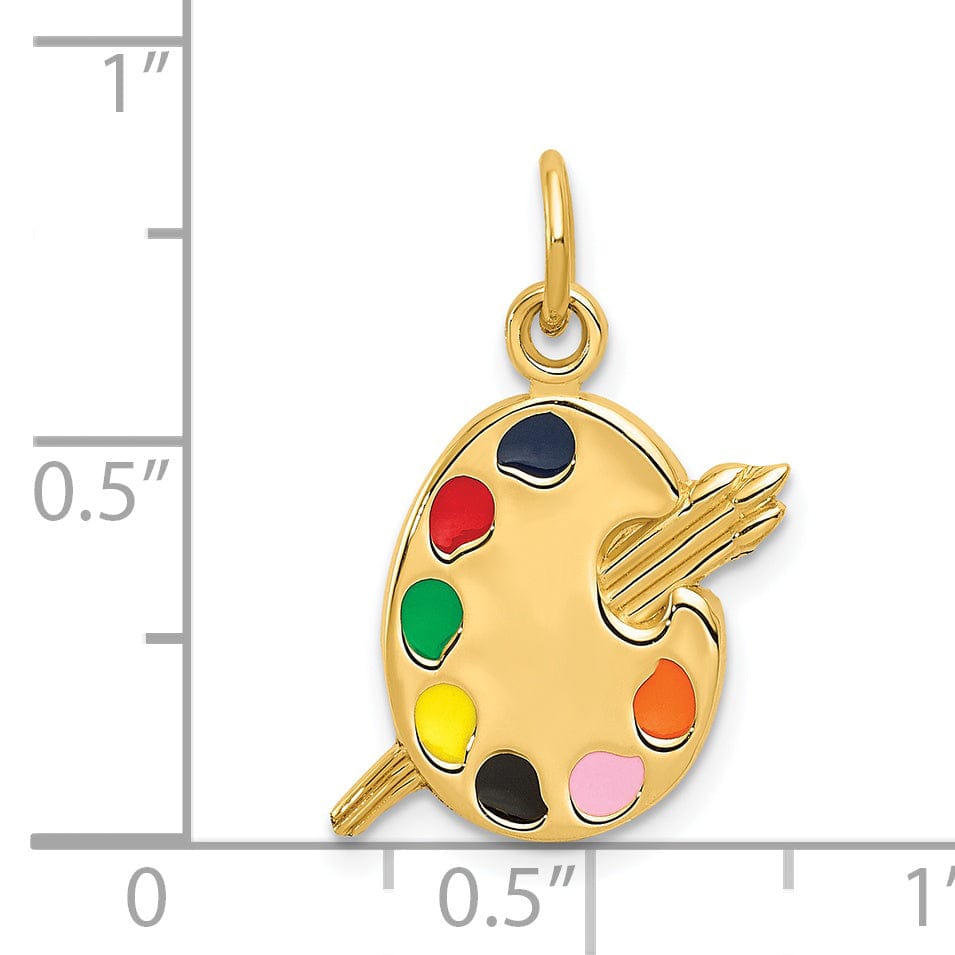 14k Yellow Gold Enameled Artist Palette Charm