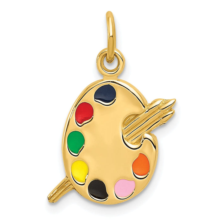 14k Yellow Gold Enameled Artist Palette Charm