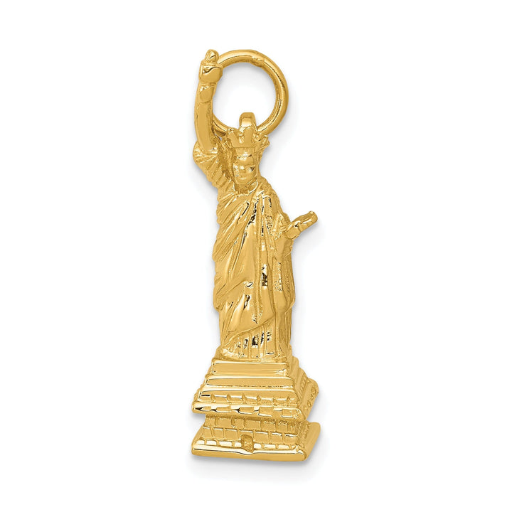 14k Yellow Gold Polished Textured Finish 3-Dimensional Statue Of Liberty Charm Pendant