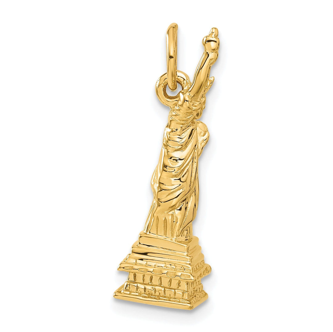 14k Yellow Gold Polished Textured Finish 3-Dimensional Statue Of Liberty Charm Pendant