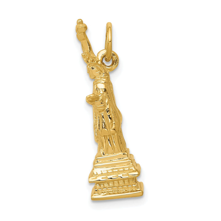 14k Yellow Gold Polished Textured Finish 3-Dimensional Statue Of Liberty Charm Pendant