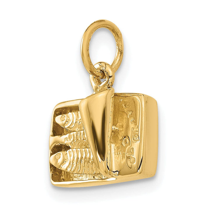 14K Yellow Gold Polished Brushed Finish Moveable 3-D Sardine Can Pendant