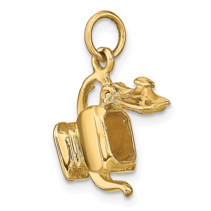 14k Yellow Gold 3-D Lid Open Tea Pot Pendant