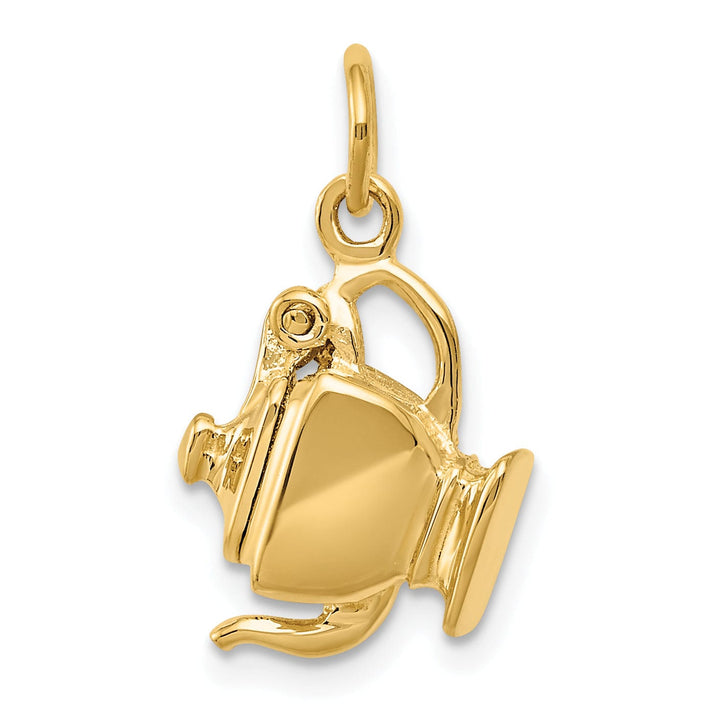 14k Yellow Gold 3-D Lid Open Tea Pot Pendant