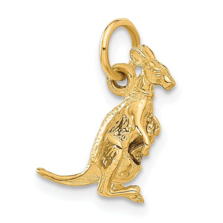 14k Yellow Gold Polished Finish 3-Dimensional Joey Kangaroo Charm Pendant