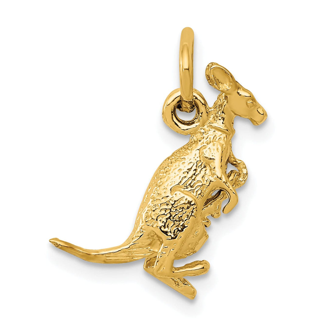 14k Yellow Gold Polished Finish 3-Dimensional Joey Kangaroo Charm Pendant