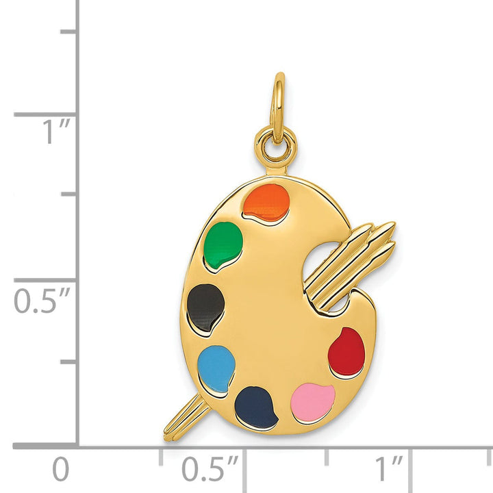 14k Yellow Gold Enameled Artist Palette Charm