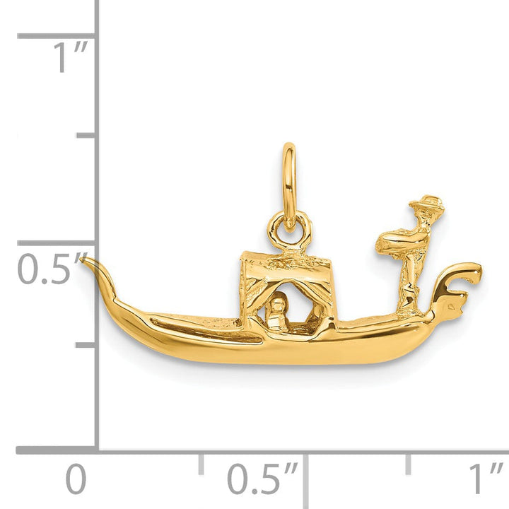 14K Yellow Gold Polished Finish 3-Dimensional Gondola Charm Pendant