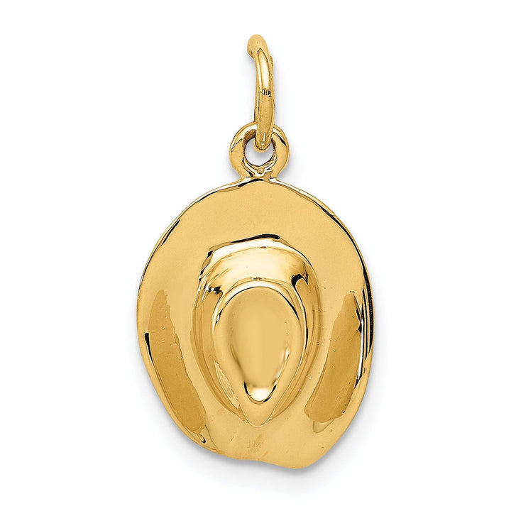 14k Yellow Gold Polished Finish 3-Dimensional Mens Hat Charm Pendant