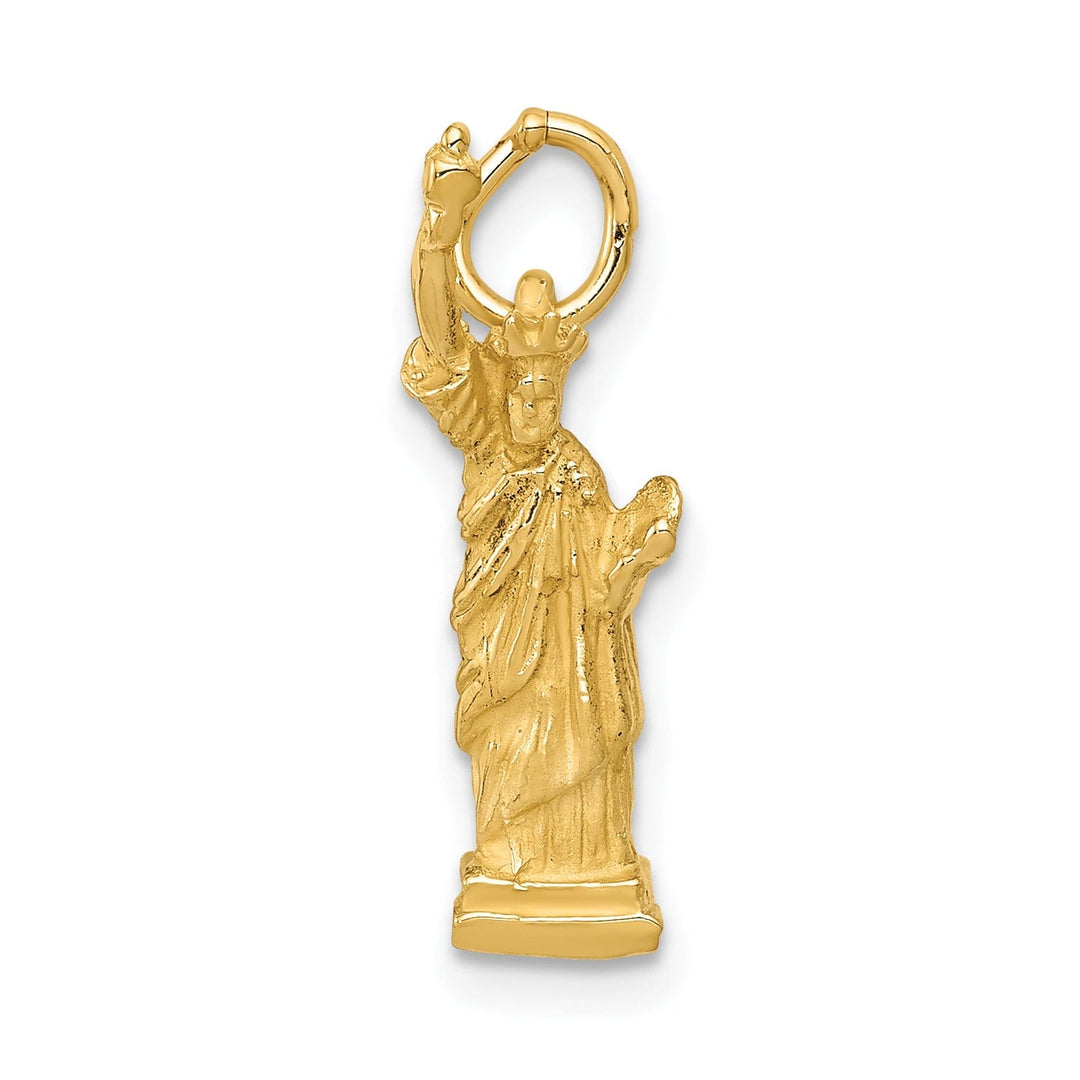 14k Yellow Gold Polished Texture Finish 3-Dimensional Statue Of Liberty Charm Pendant