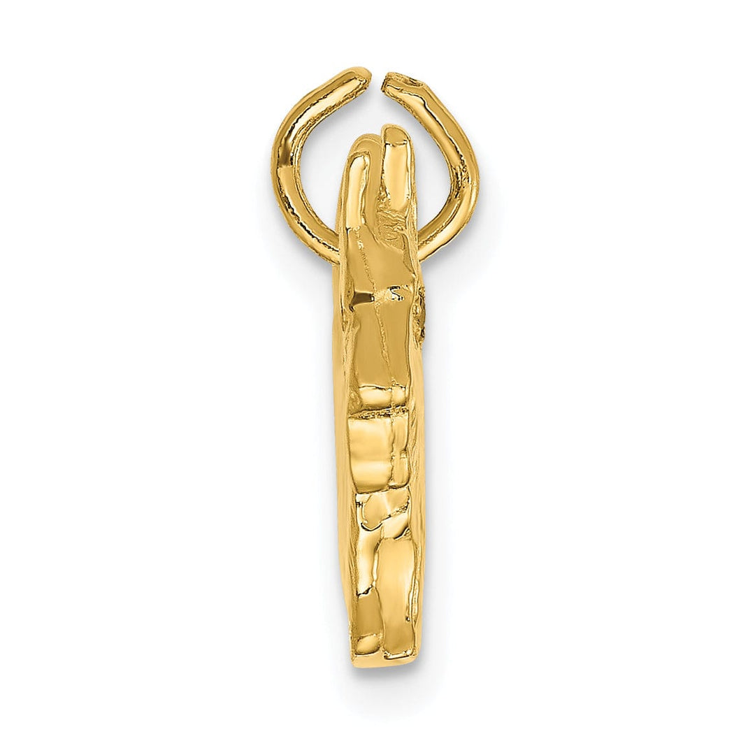 14k Yellow Gold Open Back Solid Textured Polished Finish Poodle Dog Charm Pendant