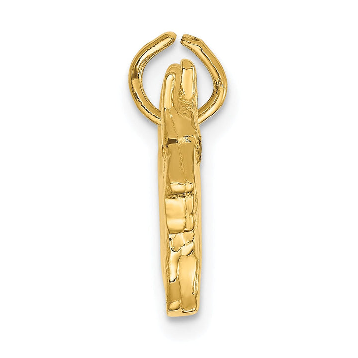 14k Yellow Gold Open Back Solid Textured Polished Finish Poodle Dog Charm Pendant