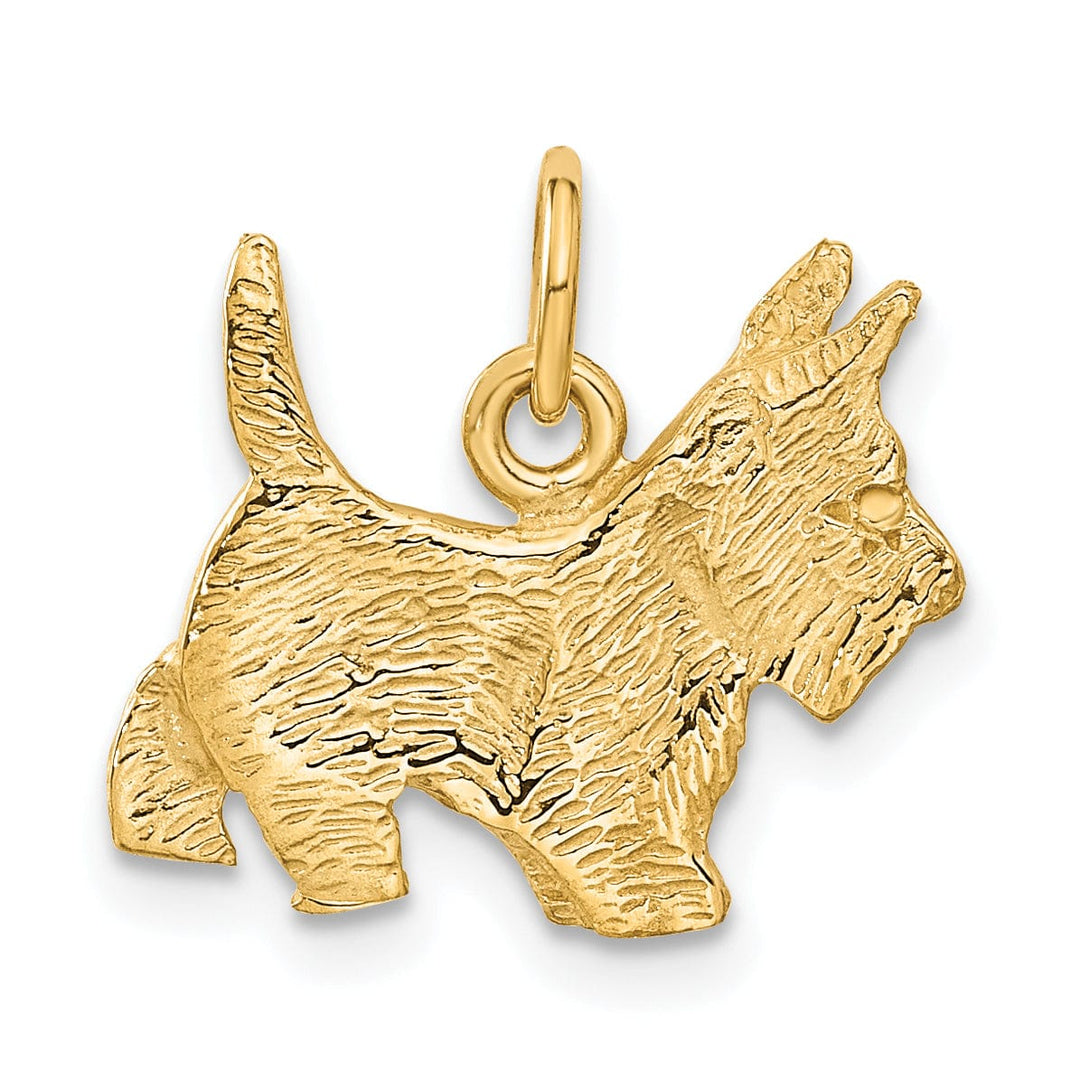 14k Yellow Gold Open Back Solid Textured Polished Finish Poodle Dog Charm Pendant
