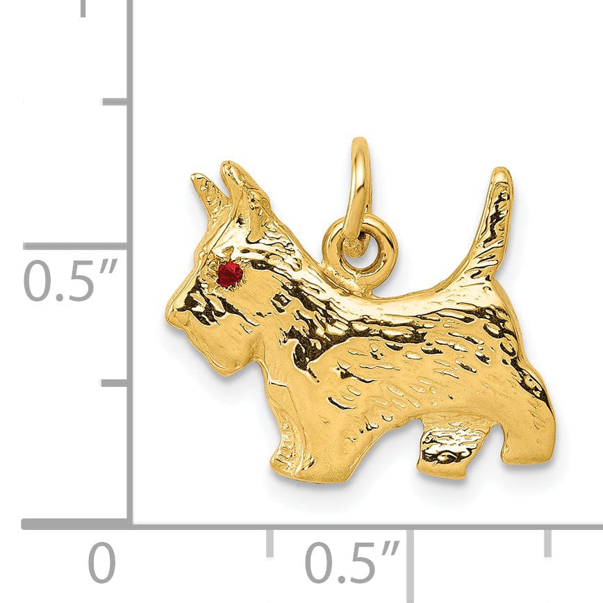 14k Yellow Gold Open Back Solid Textured Polished Finish Poodle Dog Charm Pendant