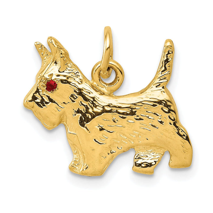 14k Yellow Gold Open Back Solid Textured Polished Finish Poodle Dog Charm Pendant
