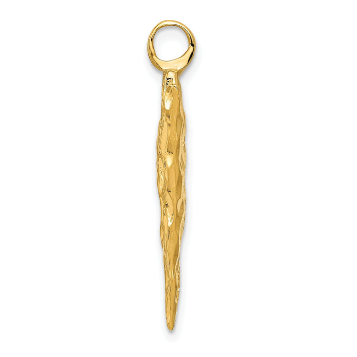 14k Yellow Gold Textured Polished Finish 3-Dimensional Arrow Head Charm Pendant