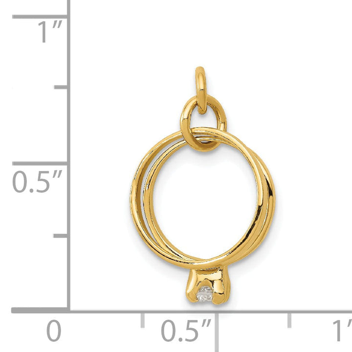 14k Yellow Gold Wedding Rings Charm Pendant