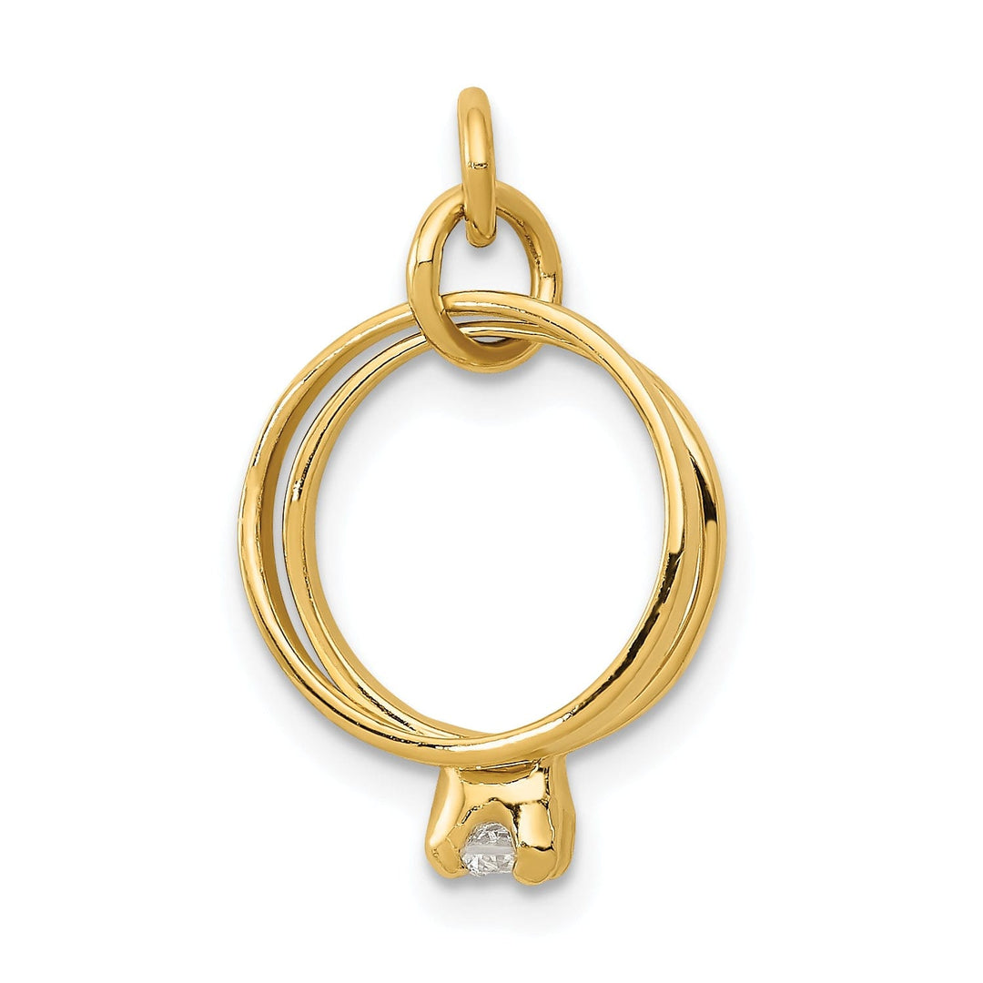 14k Yellow Gold Wedding Rings Charm Pendant