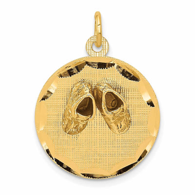 14 Yellow Gold Small Baby Shoes on Disc Pendant. at $ 217.17 only from Jewelryshopping.com