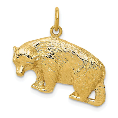 14k Yellow Gold Polished Textured Finish Bear Walking Design Charm Pendant at $ 260.9 only from Jewelryshopping.com