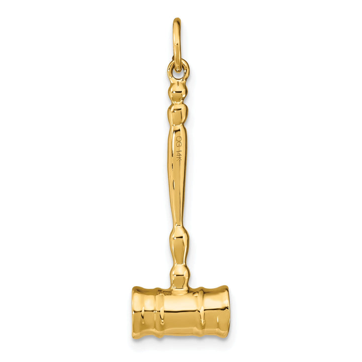 14k Yellow Gold 3-Dimensional Gavel Pendant