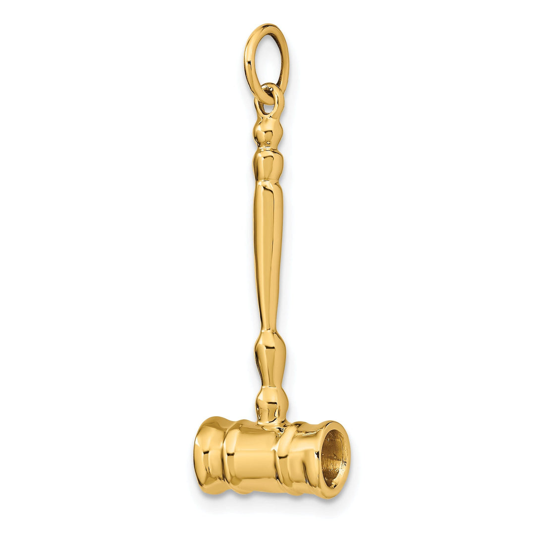 14k Yellow Gold 3-Dimensional Gavel Pendant