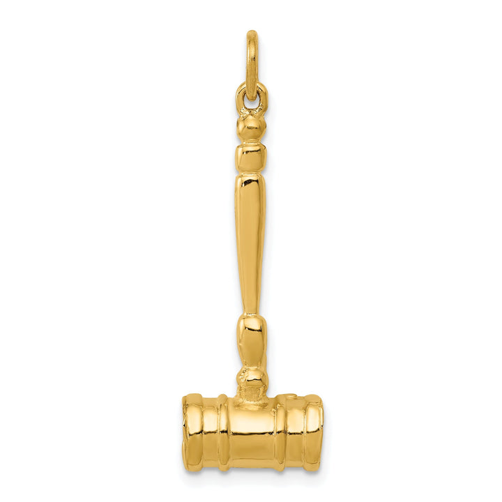 14k Yellow Gold 3-Dimensional Gavel Pendant