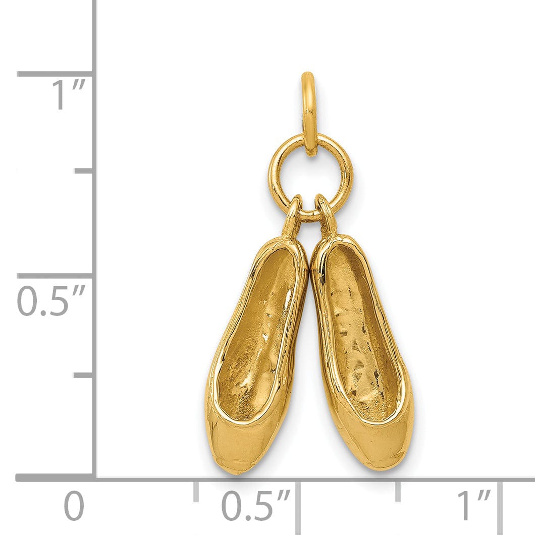 14k Yellow Gold 3-D Ballet Slippers Pendant