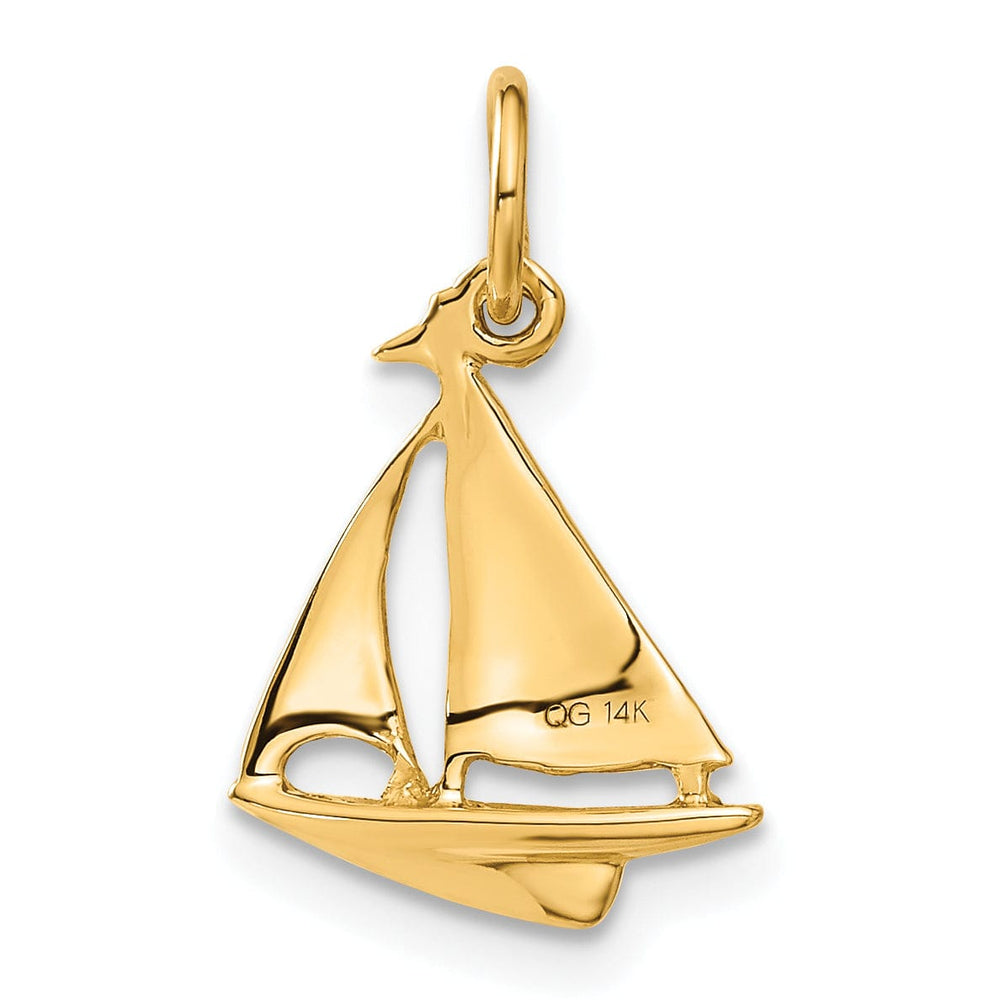 14k Yellow Gold Sailboat Charm Pendant