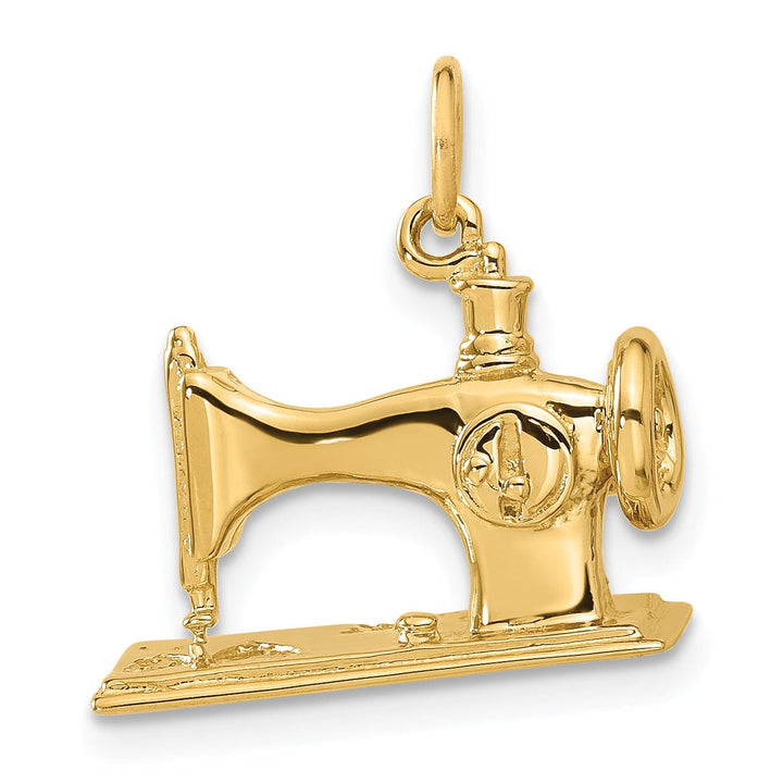 14k Yellow Gold 3D Sewing Machine Charm Pendant