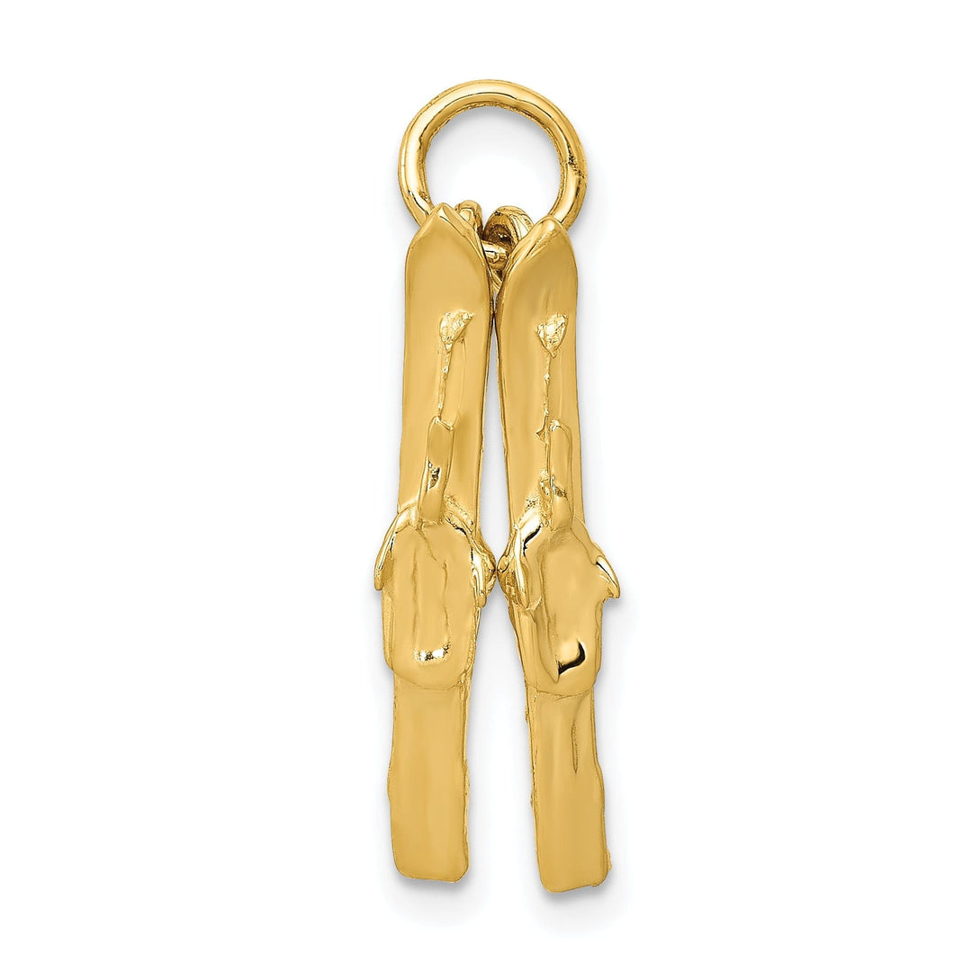 14k Yellow Gold Polished Pair of Skis Pendant
