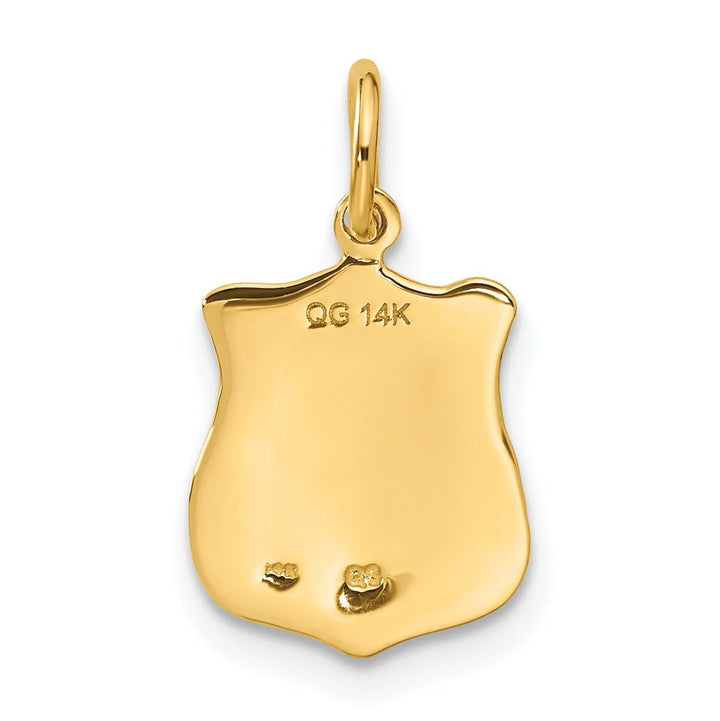 14k Yellow Gold Polished Police Badge Pendant