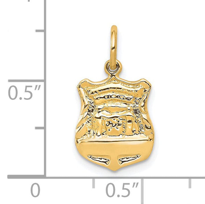 14k Yellow Gold Polished Police Badge Pendant