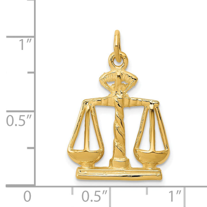 Solid 14k Yellow Gold Scales Of Justice Pendant